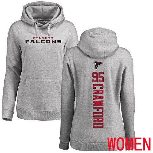 Atlanta Falcons Ash Women Jack Crawford Backer NFL Football #95 Pullover Hoodie Sweatshirts->women nfl jersey->Women Jersey